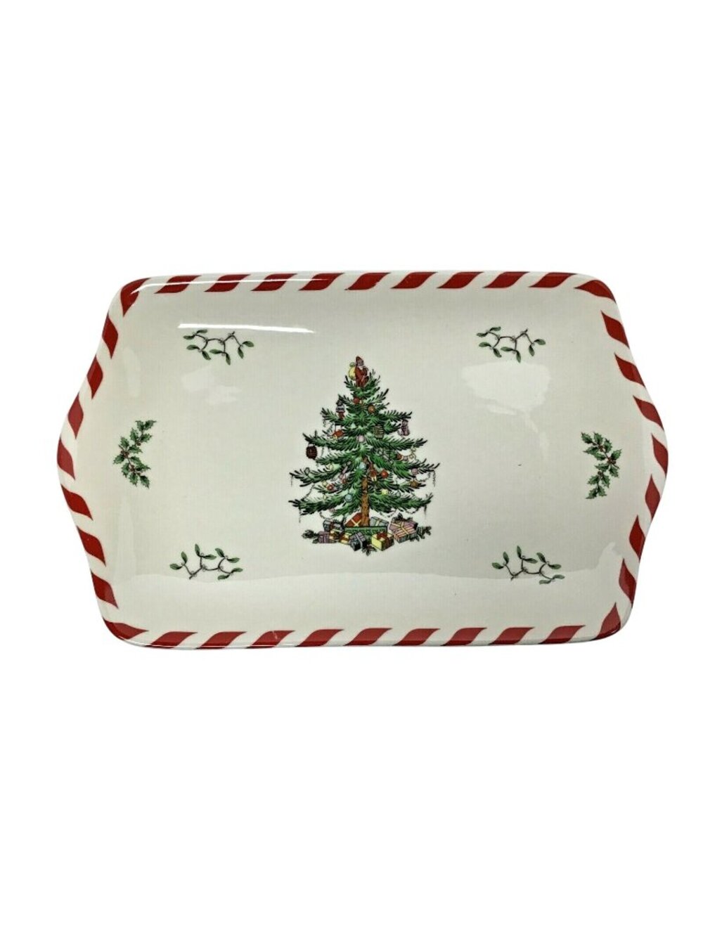 Spode Christmas Tree Peppermint Pattern 12 inch Dessert Tray Platter